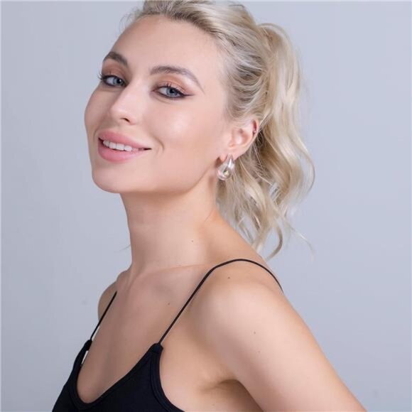 Chunky Teardrop Hoop Earrings – Matte Painted Acrylic, Lightweight - Picture 4 of 5